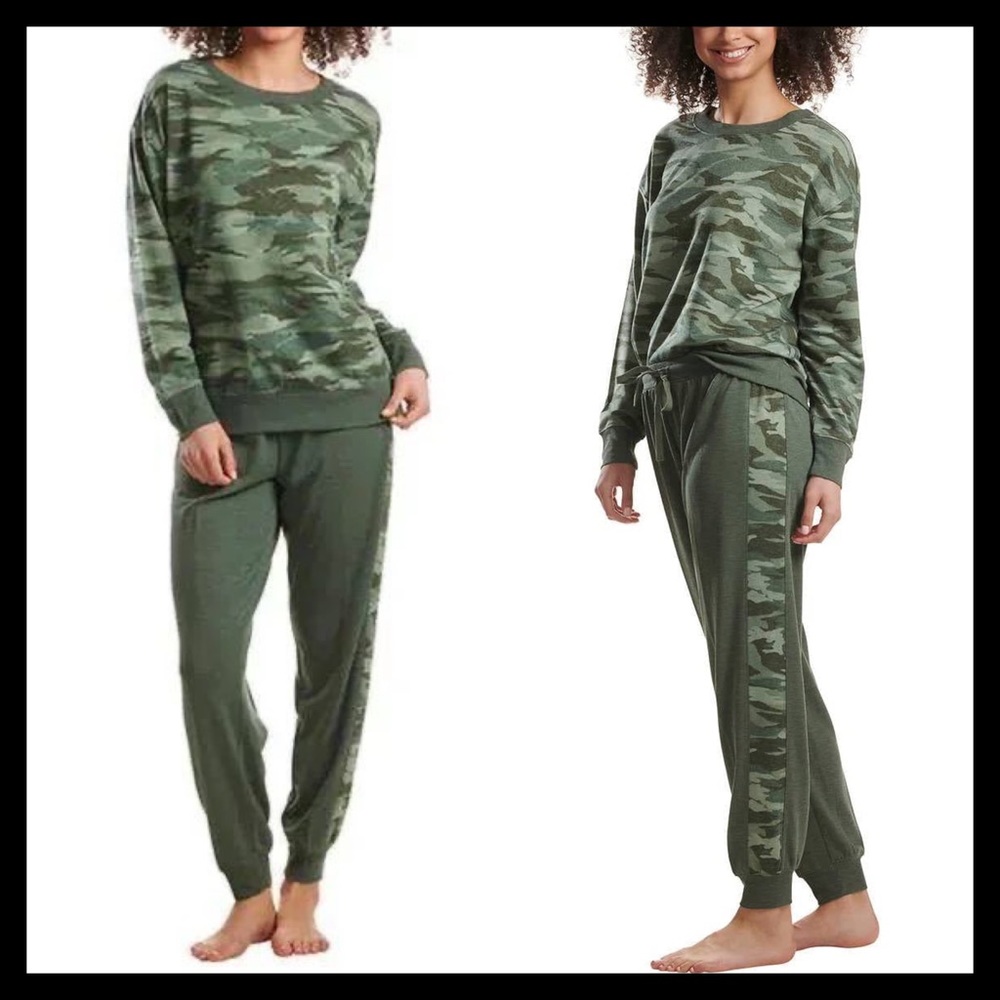 SPLENDID 2 Piece Pajama Set Olive Heather Camo